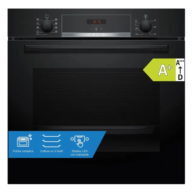 Bosch Forno incasso HBA534BB3 Serie 4 Forno con Pulizia Idrolitica, Nero