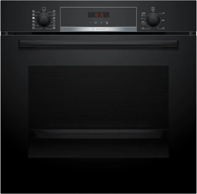 Bosch Forno incasso HQA574BB3 Serie 4, Forno con vapore da incasso, Pirolisi: pulizia del forno senza sforzo, Display LED rosso, 10 programmi automatici, Nero, 60 x 60 cm