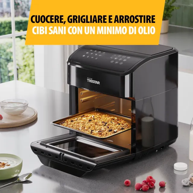 Tristar Ventilatore 12 L Friggitrice ad Aria con Funzione Mini Forno, Airfryer 2 in 1 Ventilato, 12 