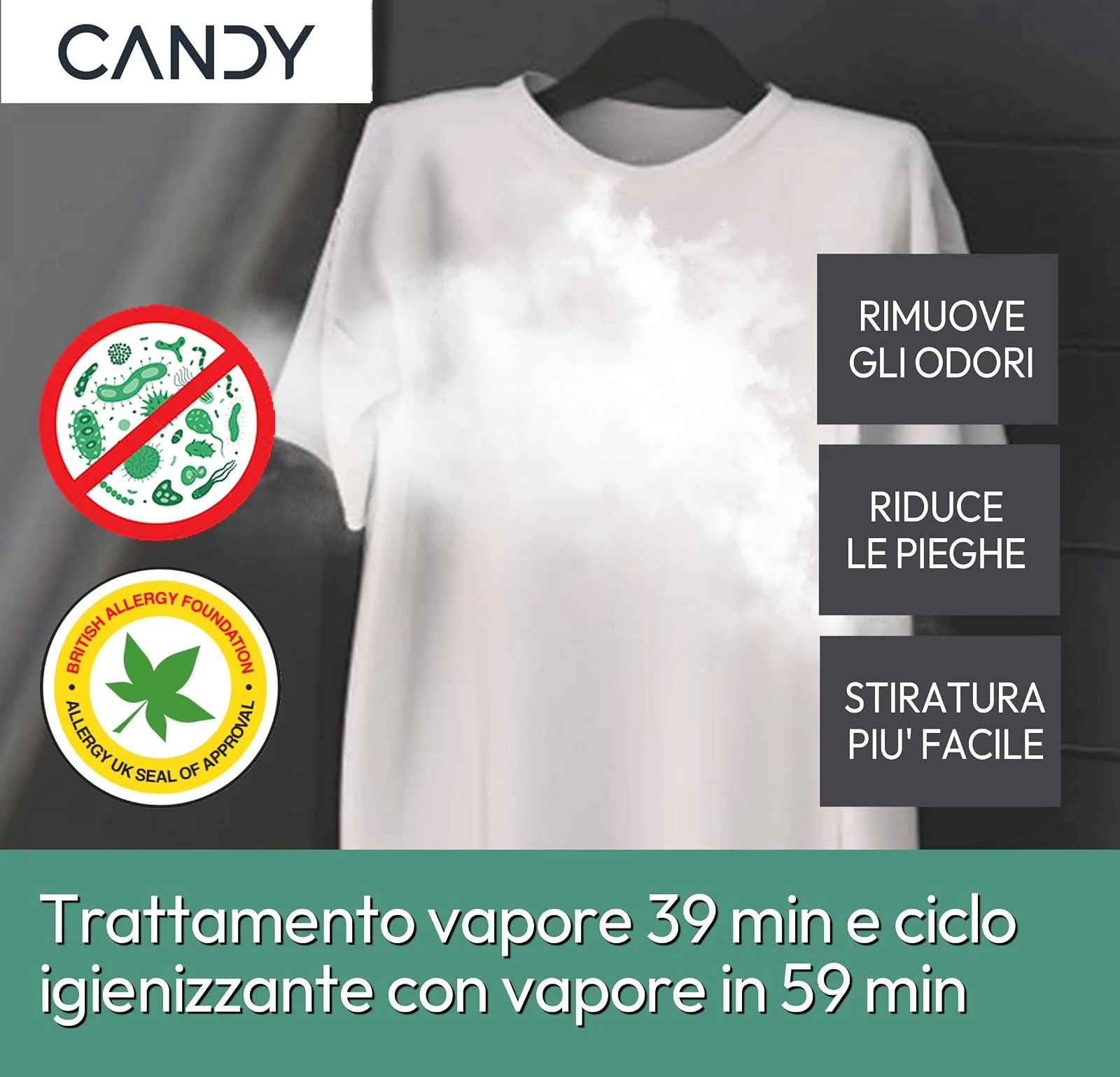 Candy Lavasciuga incasso 4856DWMS7-S RapidÓ Lavasciuga 8+5 Kg, 1400 Giri, Motore Inverter, Funzione