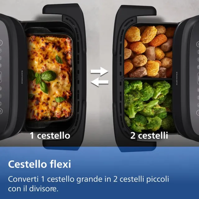 Philips Ventilatore 1000 Airfryer Serie , Friggitrice ad aria con singolo/doppio cestello flexi da 7