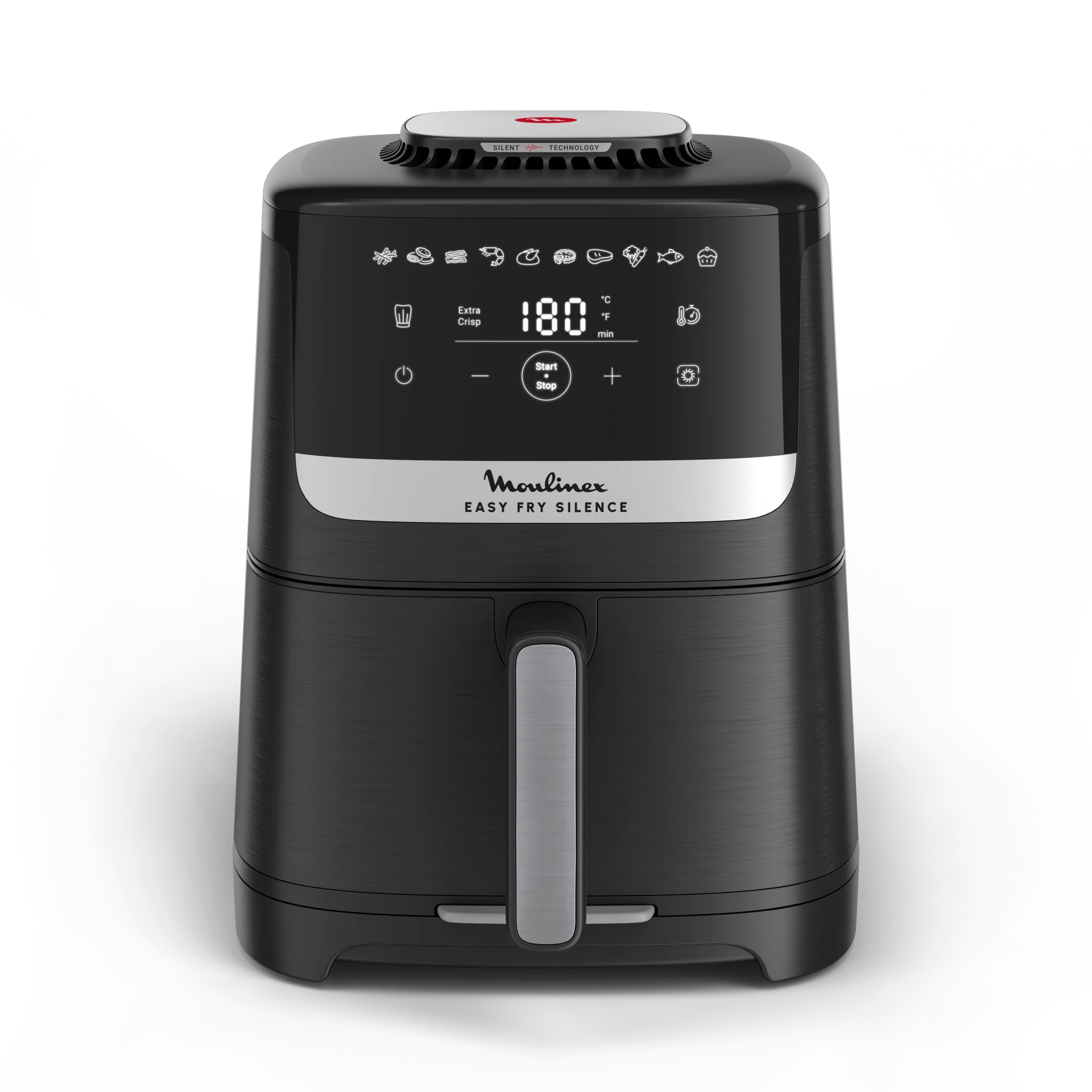 Moulinex Friggitrice ad aria EZ5528 Easy Fry Silence, Friggitrice ad Aria Silenziosa 5L/1.5kg per 6 Persone, 1670W, Sistema Easy Clean & Store, 10 Programmi, Touchscreen, Cestello Lavabile in