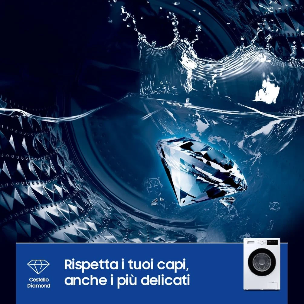 Samsung Lavatrice carica frontale 3000 WW90FG3M05AWET Lavatrice Serie Libera installazione, 9 Kg, Wi