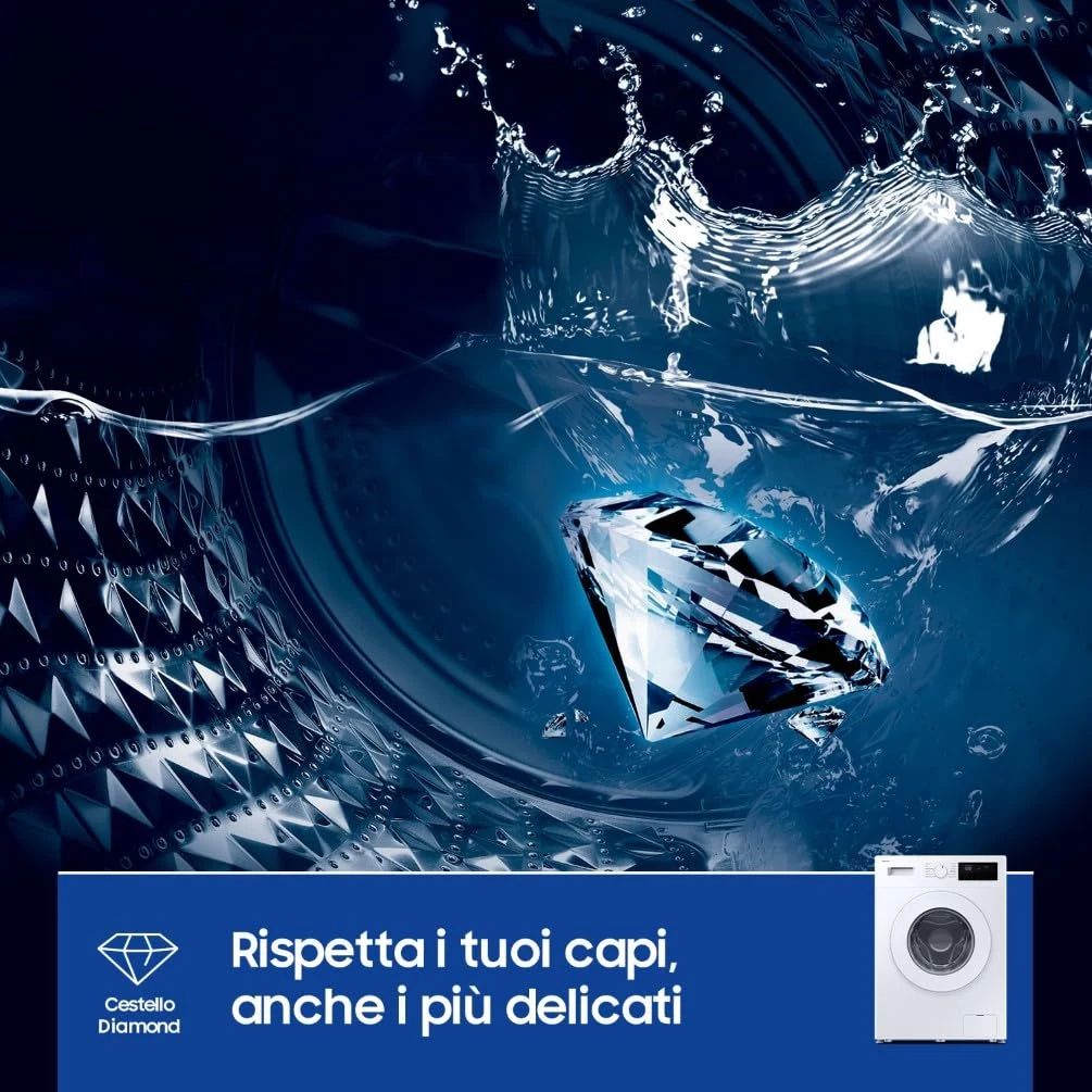 Samsung Lavatrice carica frontale WW70FG3M05TW/ET Lavatrice Slim Libera installazione, 7 Kg, Vapore