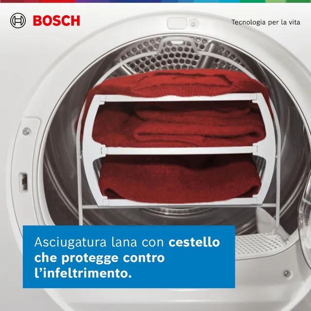 Bosch Asciugatrice WTH85218II Serie 4 Asciugatrice a pompa di calore 8kg Bianco