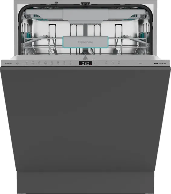 Hisense Hisense Lavastoviglie incasso compatta HV16A Lavastoviglie da Incasso, 16 Coperti, Terzo Cesto Flessibile, 8 Programmi, Motore Inverter Silenzioso, Intensive Clean Zone, Touch Control, 43 dB, Classe A
