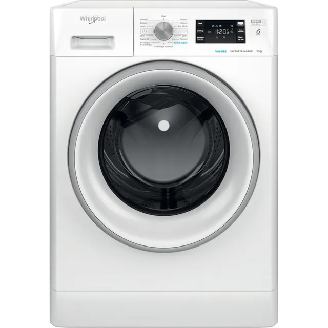 Whirlpool Lavatrice carica alto FFB 9269 SV IT Lavatrice 9 kg Libera Installazione, Carica Frontale, 1200 Giri/Min, Classe A, Tecnologia 6° SENSO, Refresh Vapore, FreshCare+. Dimensioni: 59,5cm x 63cm x 85cm