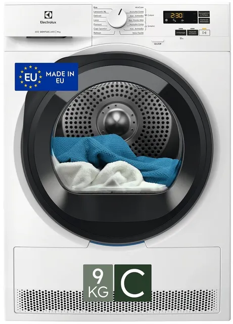 Electrolux Asciugatrice EW6HCH19G Asciugatrice Pompa di Calore 9 kg SensiCare Serie 600