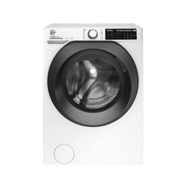 Hoover Lavatrice carica frontale 49AMBC7 H-WASH 500 Lavatrice 9 Kg, 1400 Giri, Classe A -15%, Motore Inverter Eco-Power, Wi-Fi + Bluetooth, Power Care, Vapore, 85 x 60 x 54 cm (AxLxP), Bianco, HW /1-S