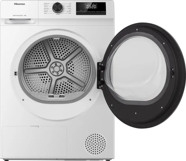 Hisense Asciugatrice DHQE900UWDC Asciugatrice A Pompa Di Calore, 9 Kg, D, Bianco, Big Display, 15 pr