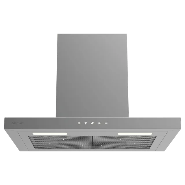 Cecotec Cappa cucina angolo 393m3 Cappa aspirante 60 cm Tipo T Bolero Flux TT 604000 Inox A++. Aspirazione /h, motore DC, 3 velocità, SS Touch Control, finitura inossidabile, luce LED, filtri in