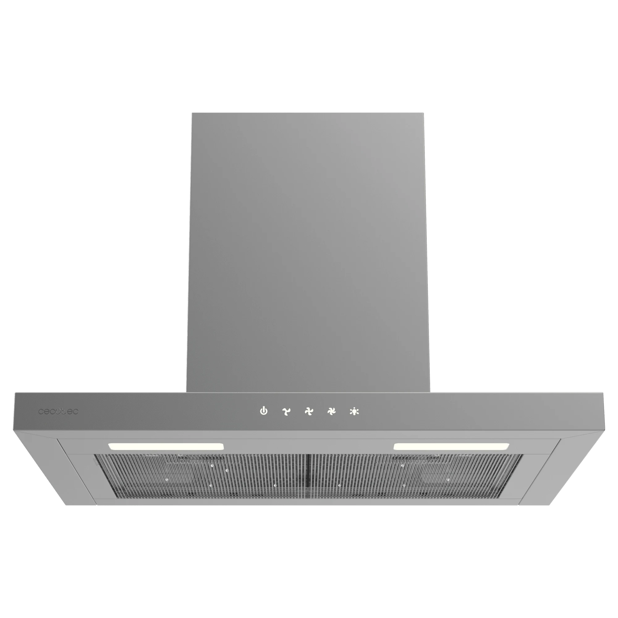 Cecotec Cappa cucina angolo 393m3 Cappa aspirante 60 cm Tipo T Bolero Flux TT 604000 Inox A++. Aspirazione /h, motore DC, 3 velocità, SS Touch Control, finitura inossidabile, luce LED, filtri in