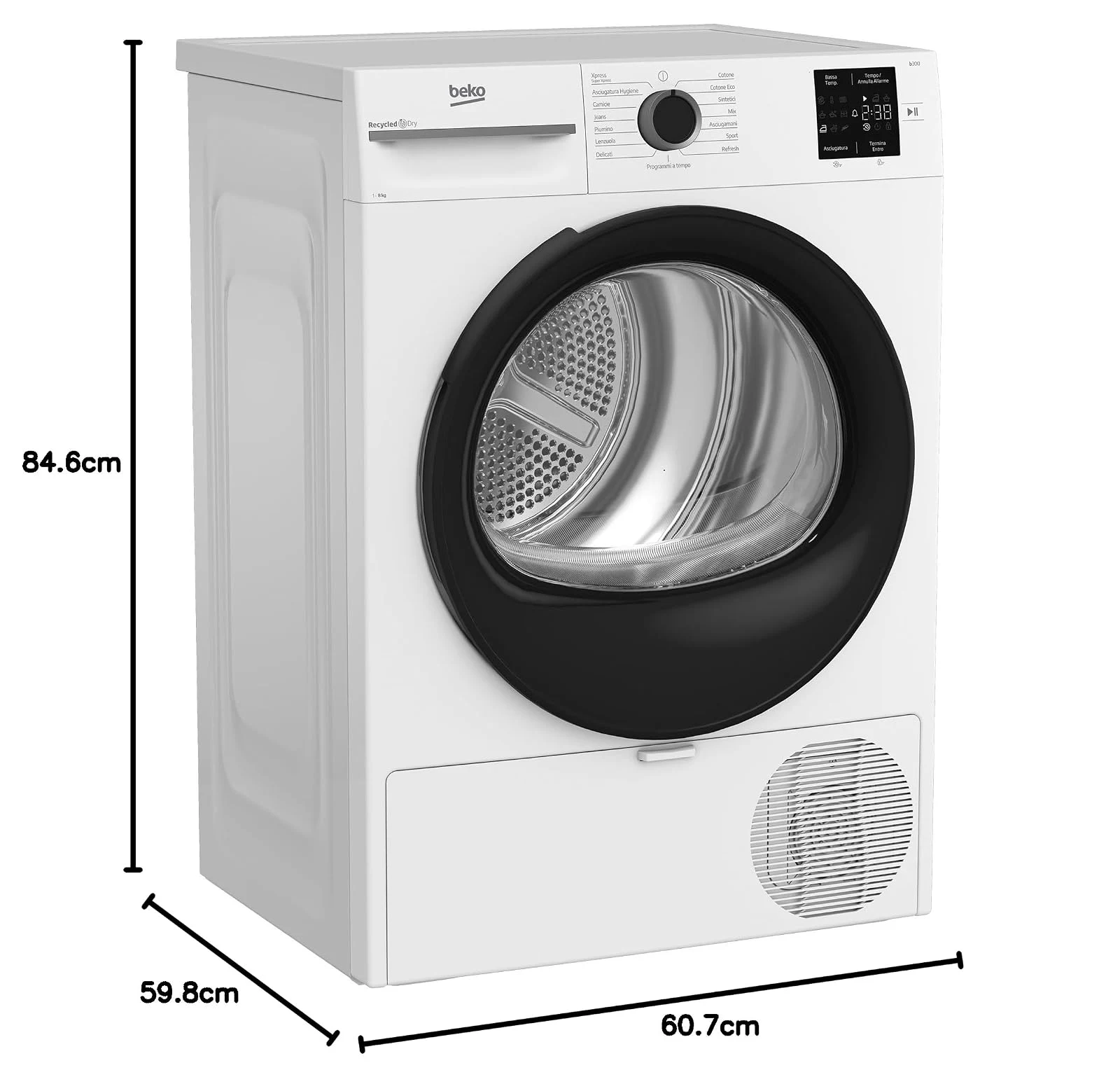 Beko Asciugatrice incasso BMTAM93EB Asciugatrice a Libera Installazione 9 Kg, Classe D
