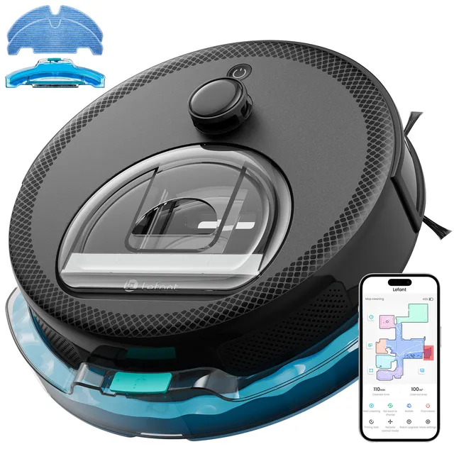 Lefant Robot aspirapolvere M330Pro Robot Aspirapolvere Lavapavimenti con Mappatura, Navigazione dToF, Evitamento Ostacoli PSD, 5000Pa Aspirazione Potente, Pulizia programmata, 150min, Alexa/APP/W