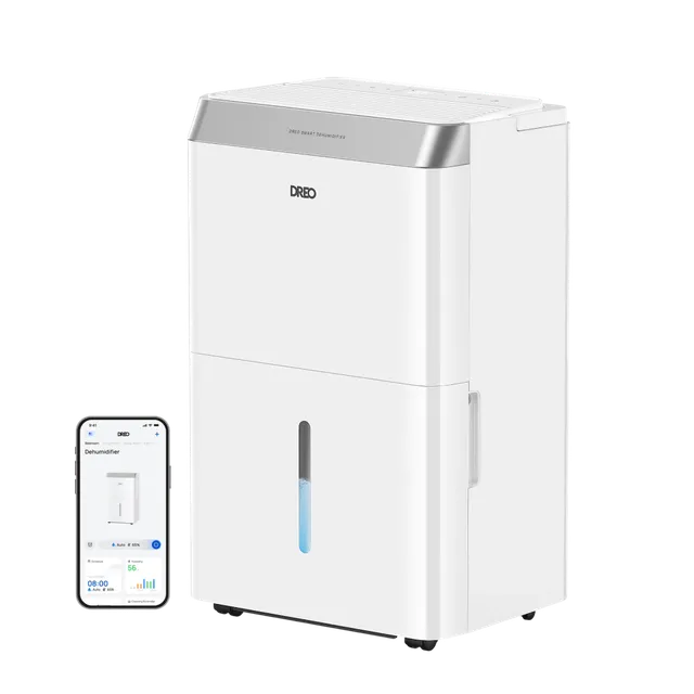 Dreo Deumidificatore 20L/24h Deumidificatore Casa Muffa , Alexa & WiFi, Tanica da 3.4L, Deumidificatore silenzioso 38dB, 40㎡, con 3 Modalità d’Uso, Timer e Asciugatura del Bucato, per b