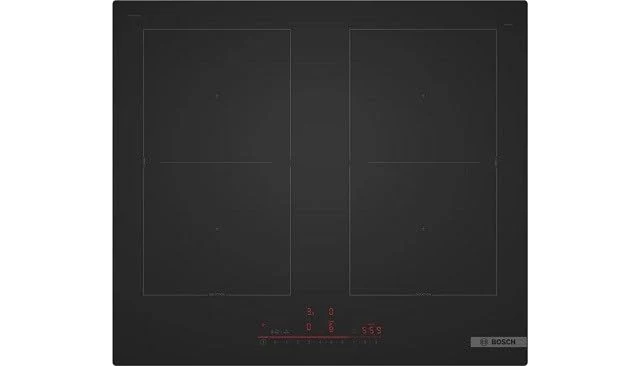 Bosch Piano cottura elettrico PVQ61CHB1E Piano cottura a induzione serie 6, 60 cm, design opaco, 5 graffi meno visibili, Power Boost, cottura rapida, attivazione automatica della cappa, zona combinata