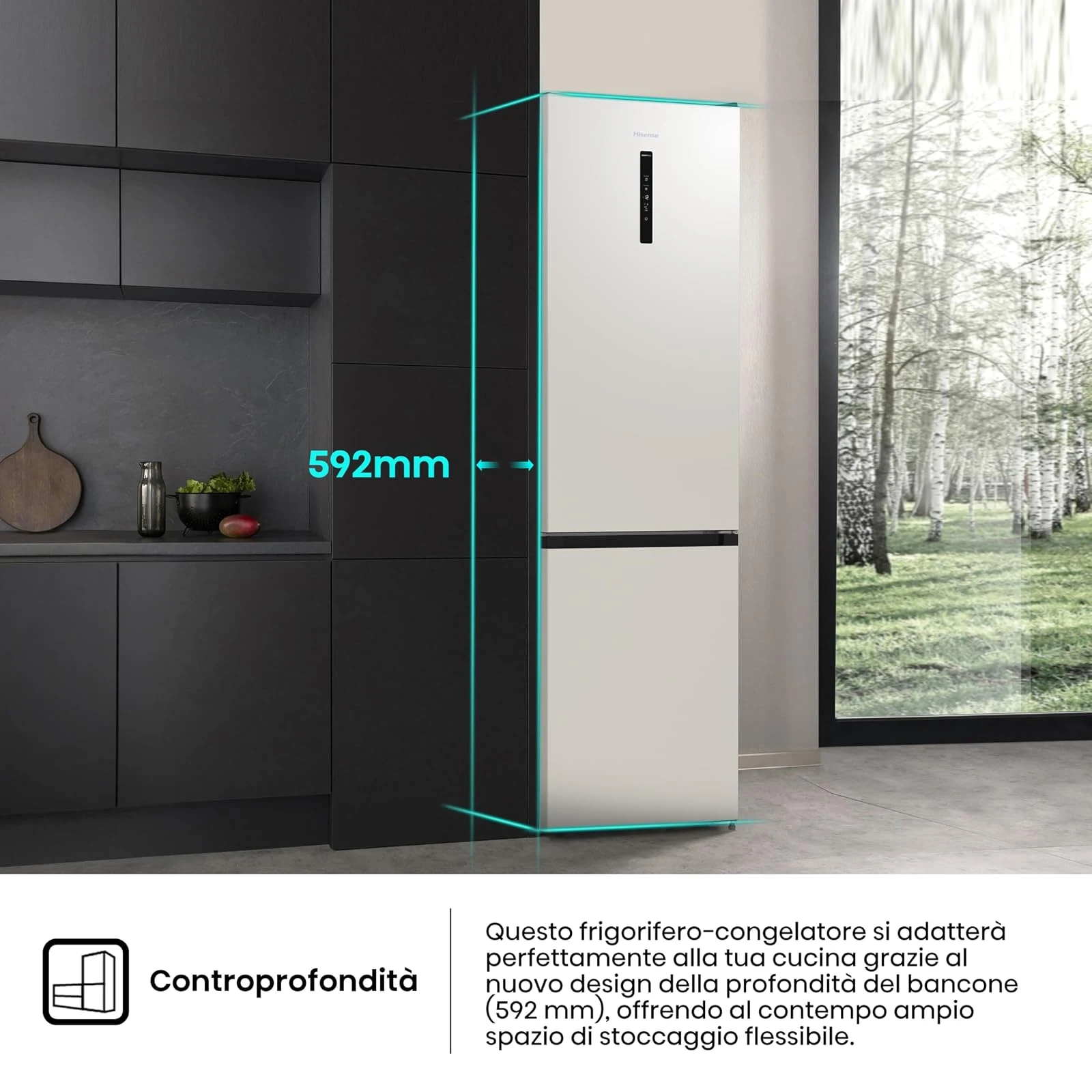 Hisense Frigorifero french door RB434N4CRE Frigorifero Combinato, Total No Frost, Colore Beige, Eco