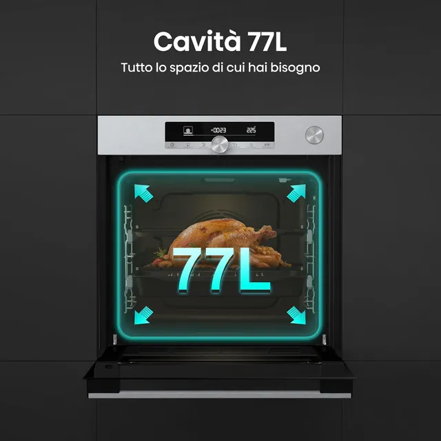 Hisense Forno incasso O643PX NUOVO O643PX, NUOVO Forno Multifunzione a Vapore, Cavità XXL 77 litri, 