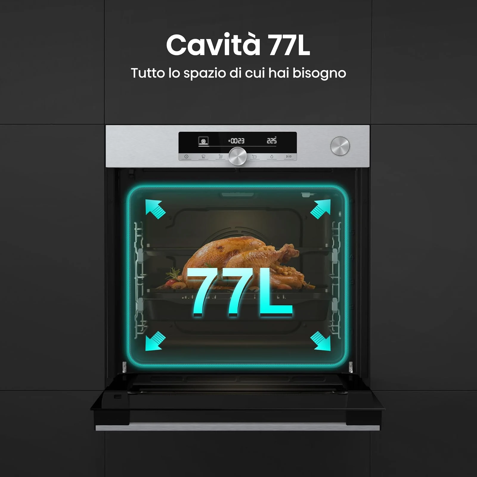Hisense Forno incasso O643PX NUOVO O643PX, NUOVO Forno Multifunzione a Vapore, Cavità XXL 77 litri,