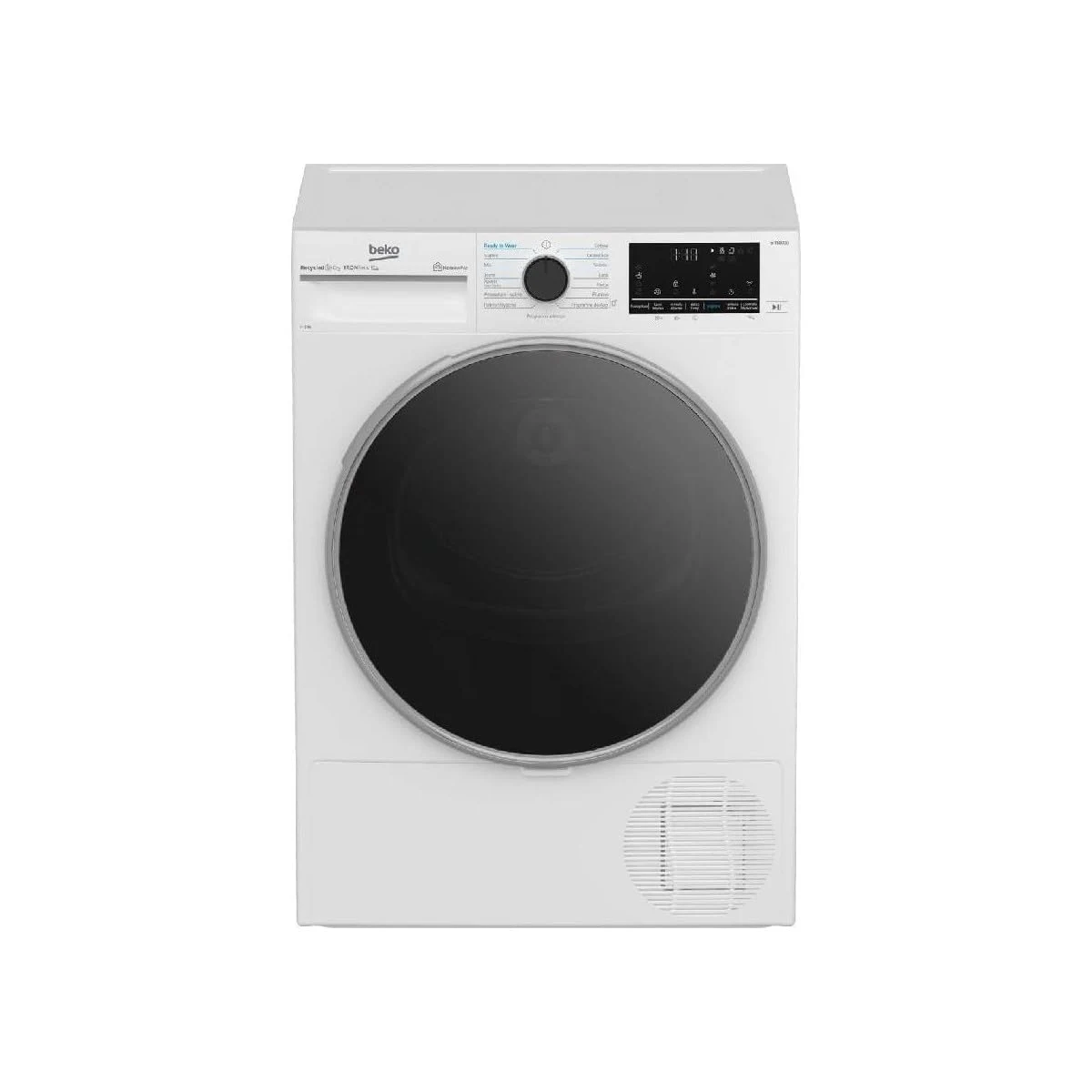 Beko Asciugatrice BT96DBS Asciugatrice 9kg, Classe A, Linea Estetica Beyond, motore inverter, Display digitale XL, colore Bianco, oblò Nero, WIFI