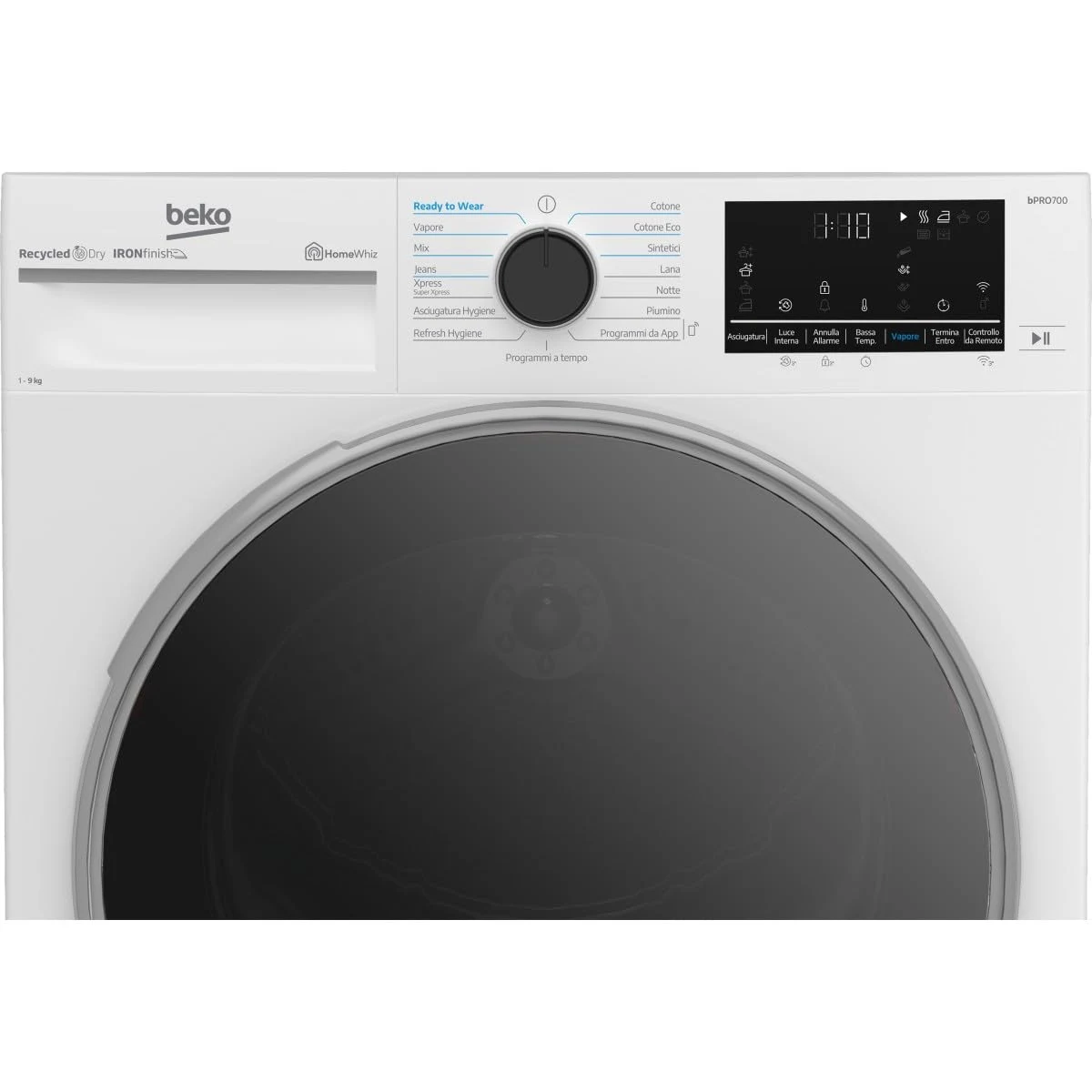 Beko Asciugatrice BT96DBS Asciugatrice 9kg, Classe A, Linea Estetica Beyond, motore inverter, Displa