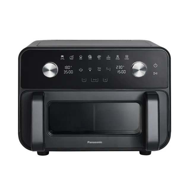 Panasonic Friggitrice ad aria NF-BC1000KXE Friggitrice ad Aria Flex con Finestra di Visualizzazione, XL Cestello Flessibile, Separatore Rimovibile, 9,6L, 30°-230°C, Vapore Delicato, 8 Preselezioni, Puliz