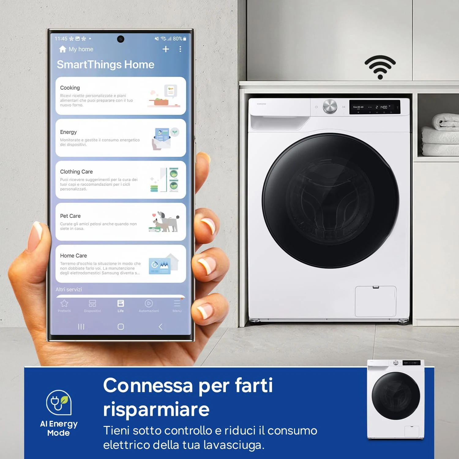 Samsung Lavasciuga WD90HG6U94BE/U3 Lavasciuga AI Control EcoDosatore Libera installazione, 9/6 Kg, W
