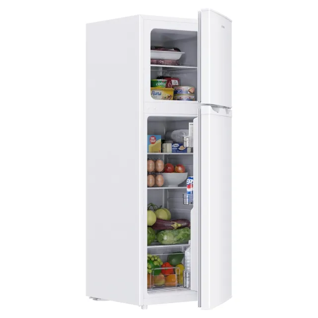 Upstreman Frigorifero incasso sottobase 132L Frigorifero Combinato , Frigorifero Doppia Porta (98L Frigorifero + 34L Congelatore), 7 Livelli Temperatura, Frigo Bianco Silenzioso per Casa e Ufficio, TM132