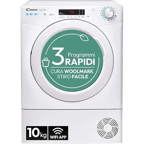 Candy Asciugatrice 9N3BX-S Asciugatrice Pompa di Calore 9 kg Bianco ProDry 500 [BR ] | Programmi rap