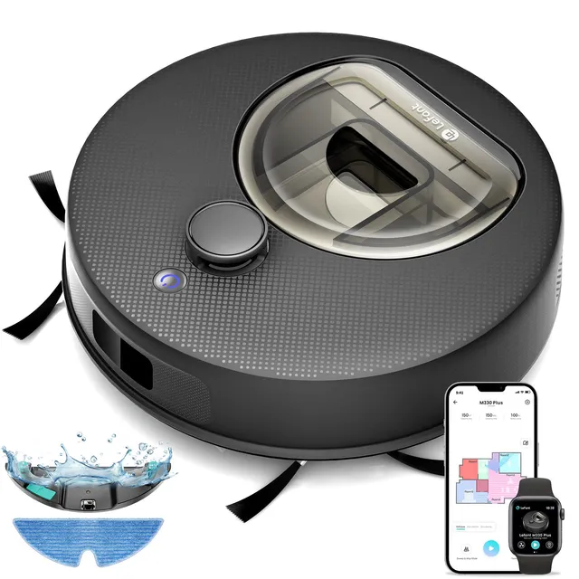 Lefant Robot aspirapolvere M330 Plus Robot Aspirapolvere e Lavapavimenti con Mappatura dToF, 5000Pa, 150min Autonomia, Anti-Groviglio, Evita Tappeti, WiFi Alexa APP, Ideale per Peli di Animali