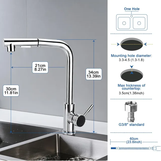 Rubinetto Miscelatore d'acqua Lavello Cucina,Miscelatore Cucina con Doccetta Estraibile,Miscela