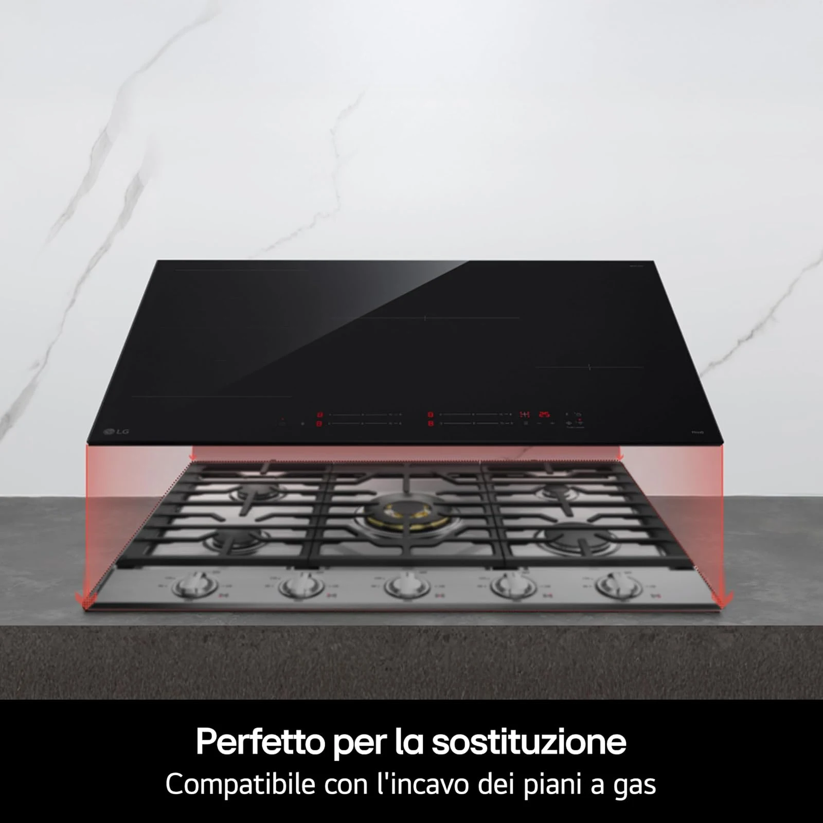 LG Piano cottura radiante CI5Z2423BN Piano Cottura Induzione 60 cm, Potenza da 2.5 a 7.4kW, 4 Zone T
