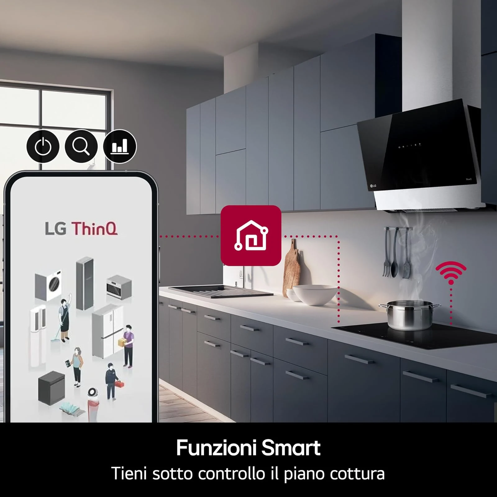 LG Piano cottura radiante CI5Z2423BN Piano Cottura Induzione 60 cm, Potenza da 2.5 a 7.4kW, 4 Zone T