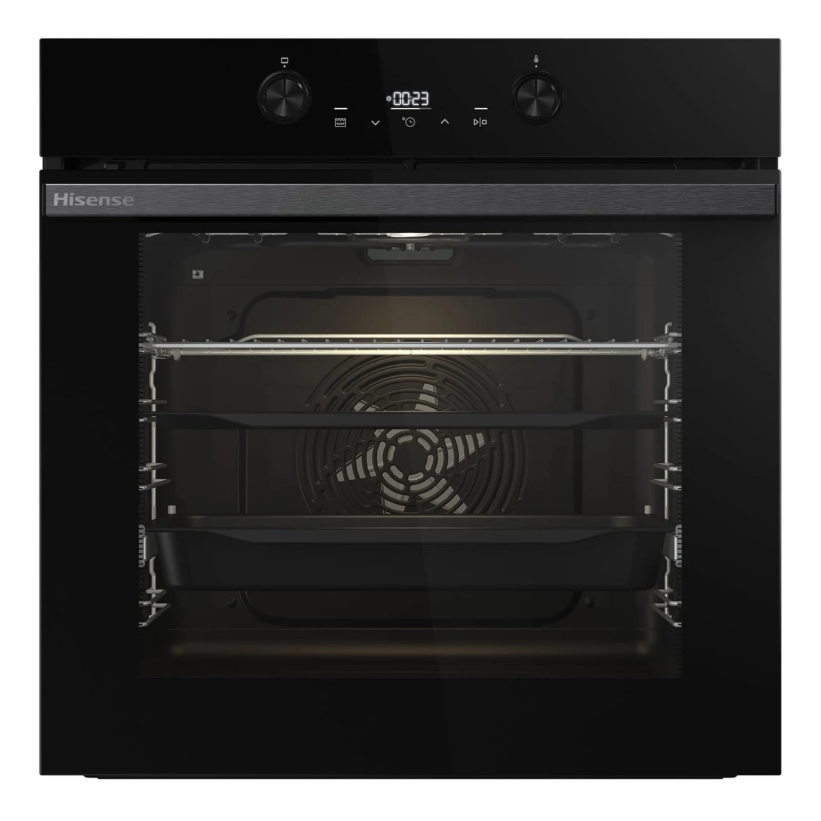 Hisense Forno incasso BI64223EPBG Forno pirolitico, classe A++, 78 l, fondo 57 cm, guida telescopica, riscaldamento rapido, apertura e chiusura morbida della porta, Air Fry, modalità pizza, moda