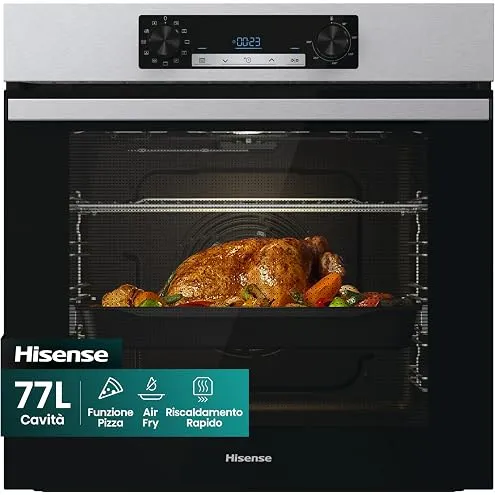 Hisense Forno incasso BI64223EPBG Forno pirolitico, classe A++, 78 l, fondo 57 cm, guida telescopica