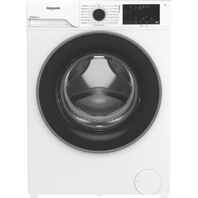 Hotpoint Lavatrice slim 93 CARE IT HB Lavatrice Carica Frontale 9 kg, Libera Installazione, 1400 giri/min, Classe A-30%, Motore Inverter, PetHair Care, FabricCare, ColorCare, SteamCare, Anti Macc