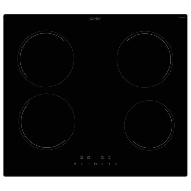 Candy Piano cottura radiante 400 CII647CCAR Cook - Piano cottura a induzione, 4 zone, 60 cm, controllo centrale, 9 livelli di potenza + booster, timer, funzione pausa, blocco bambini, Easy Clip, 7200 W