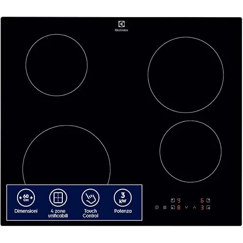 Candy Piano cottura radiante 400 CII647CCAR Cook - Piano cottura a induzione, 4 zone, 60 cm, control
