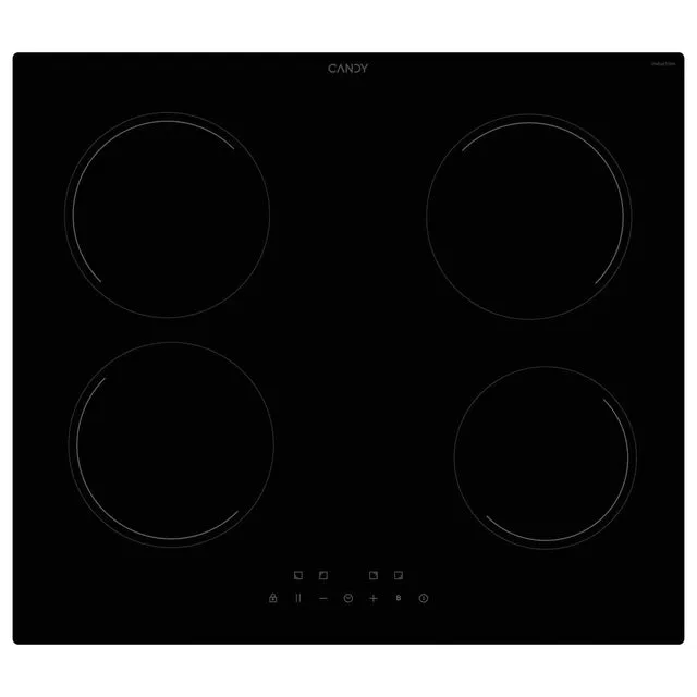 Candy Piano cottura radiante 400 CII647CCAR Cook - Piano cottura a induzione, 4 zone, 60 cm, controllo centrale, 9 livelli di potenza + booster, timer, funzione pausa, blocco bambini, Easy Clip, 7200 W