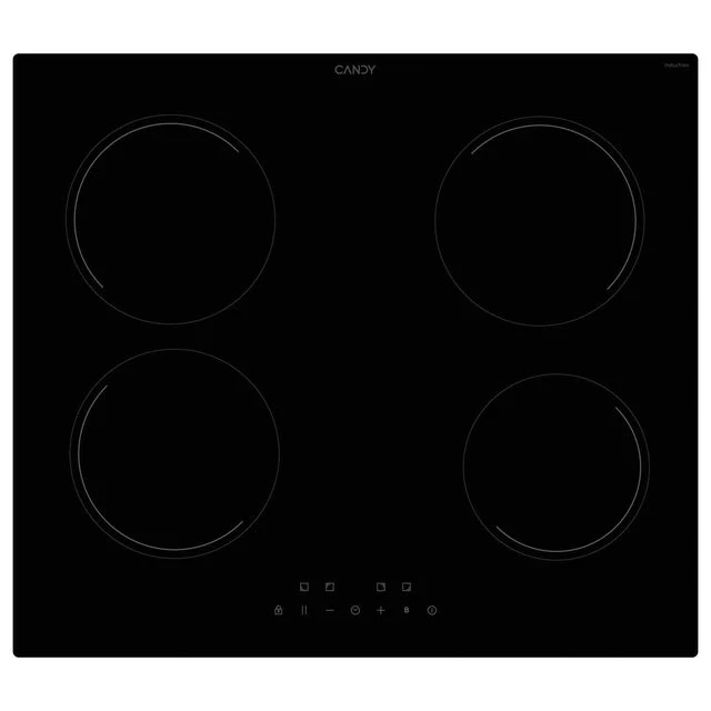 Candy Piano cottura radiante 400 CII647CCAR Cook - Piano cottura a induzione, 4 zone, 60 cm, controllo centrale, 9 livelli di potenza + booster, timer, funzione pausa, blocco bambini, Easy Clip, 7200 W