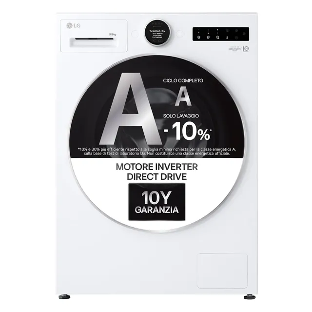 LG Lavasciuga incasso WHX9096TLC Lavasciuga 9/6kg, Lavatrice e Asciugatrice Insieme Classe A/A, Bian