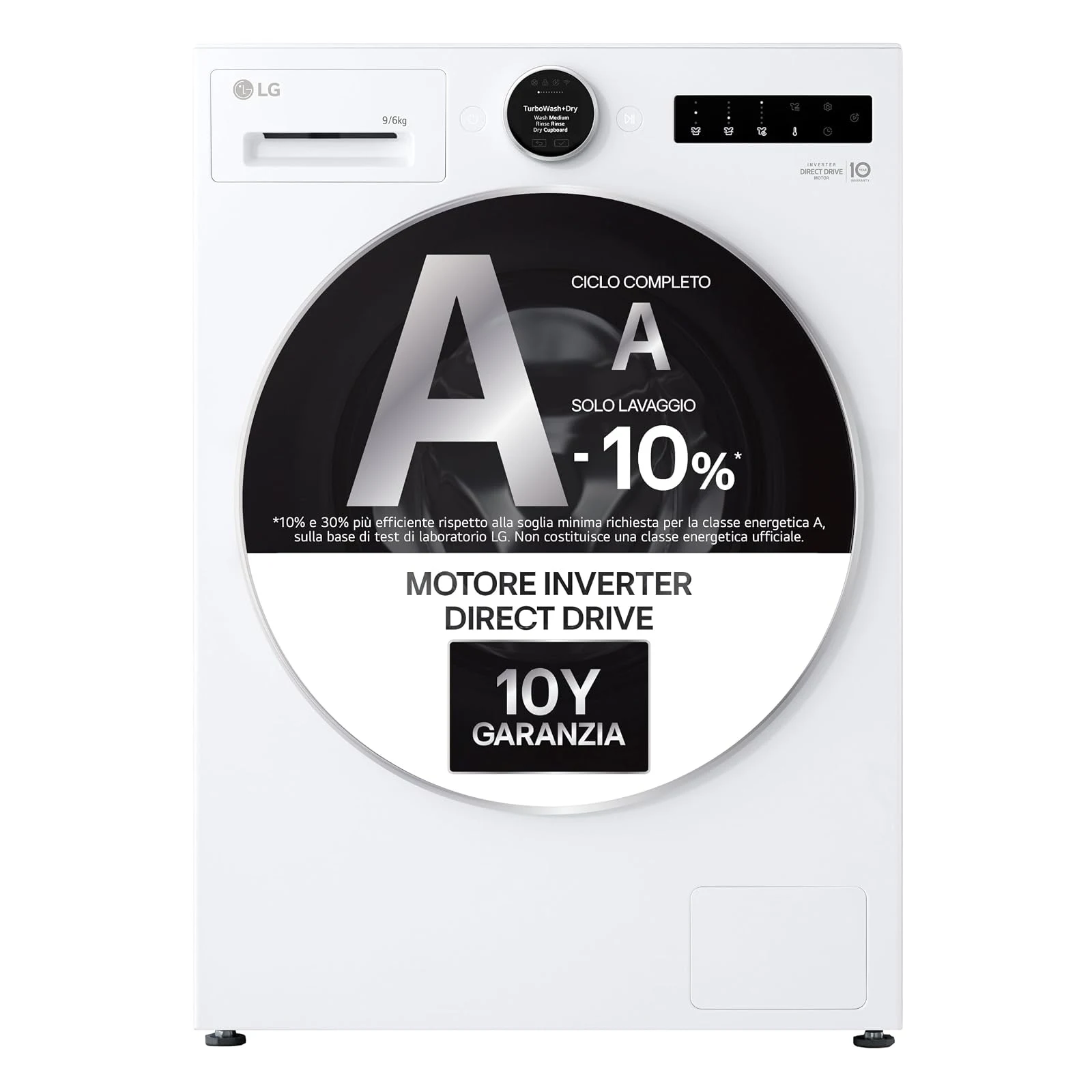 LG Lavasciuga incasso WHX9096TLC Lavasciuga 9/6kg, Lavatrice e Asciugatrice Insieme Classe A/A, Bian