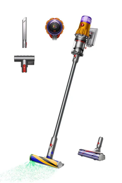 Dyson Elettrodomestico V12 Detect Slim Absolute Dyson V12 Slim Detect Absolute 2026 Aspirapolvere verticale, 0,35 l, autonomia di 60 minuti, 3 modalità di aspirazione, giallo/nichel