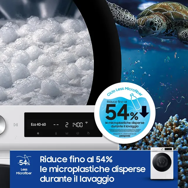 Samsung Lavatrice incasso WW90DB7U34GWU3 BESPOKE AI Lavatrice 9 kg, 1400 Giri, Classe A, AI Ecobubbl